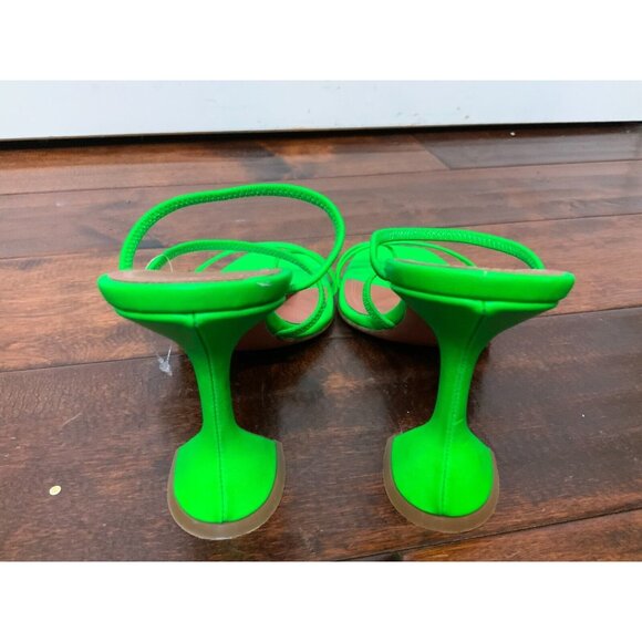 Amina Muaddi Naima Green Strappy Leather Heel Sandals $900, Size 37.5 | 7.5 - Picture 5 of 7